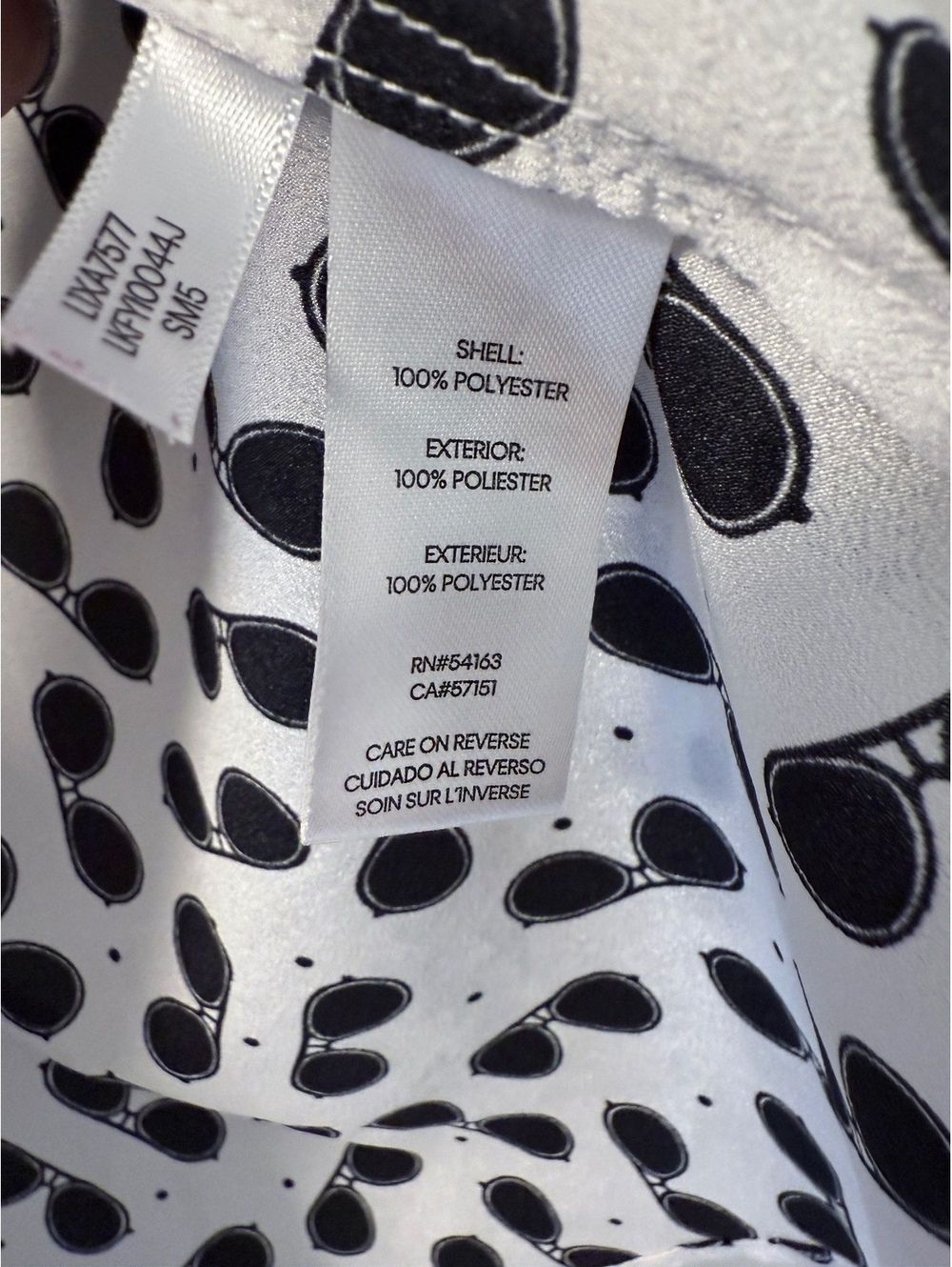 Karl Lagerfeld Black and White Sunglasses Blouse size L - Picture 4 of 7